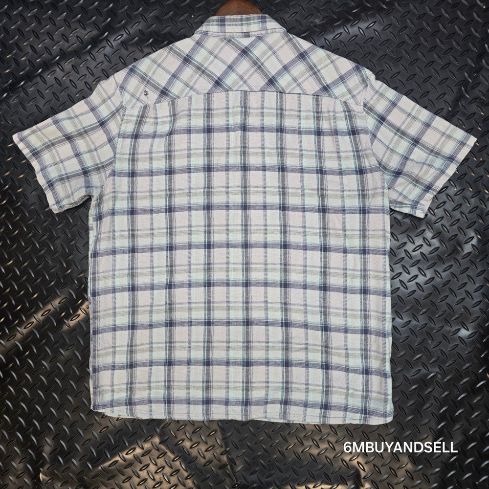 Royal Robbins Mens XL Blue Green Plaid Organic Cotton Relaxed Fit Shirt Y721005 - Picture 4 of 12